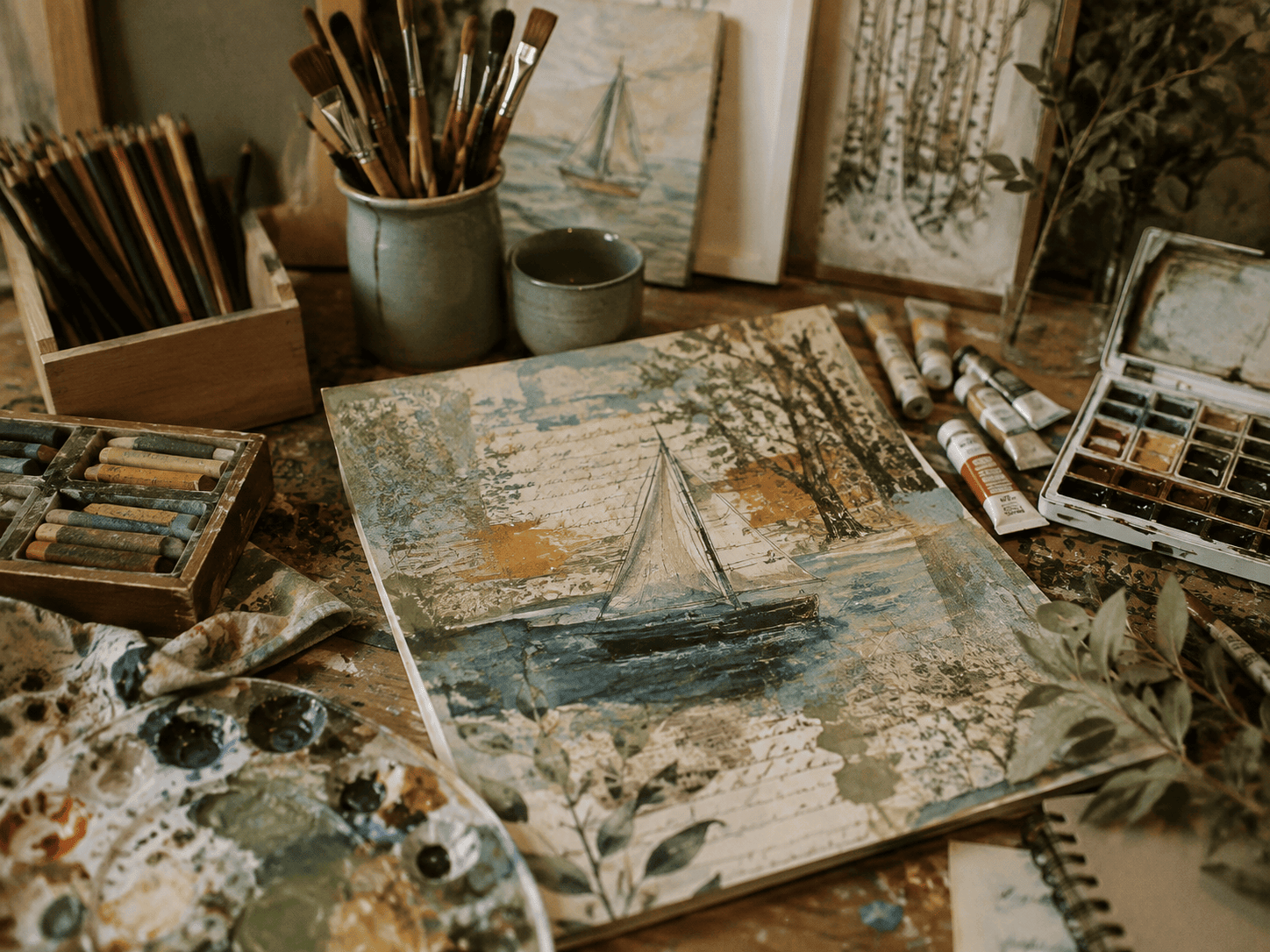 How my mixed-media artwork comes together. See how watercolor, gouache, (Opaque Coverage)